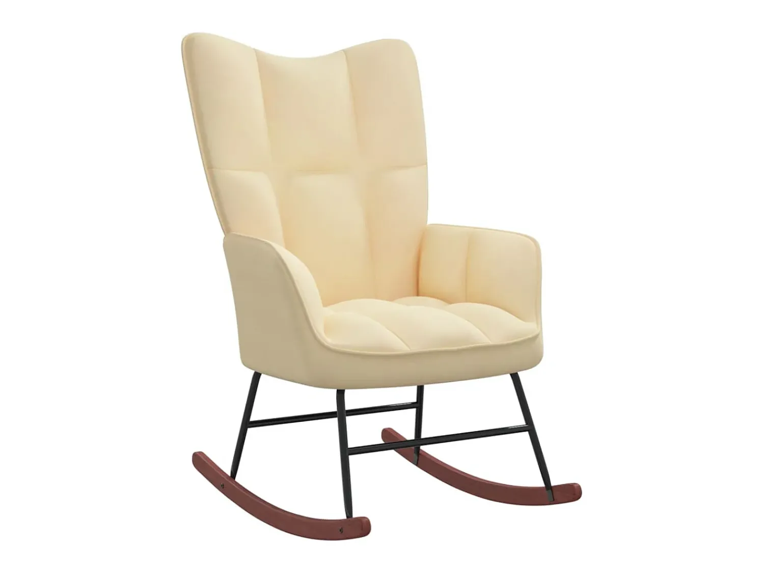 Poltrona* Cadeira de baloiçar com banco veludo branco nata PT484671 Creme
