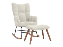 Poltrona*vidaxl Cadeira de baloiçar com banco veludo branco nata Creme