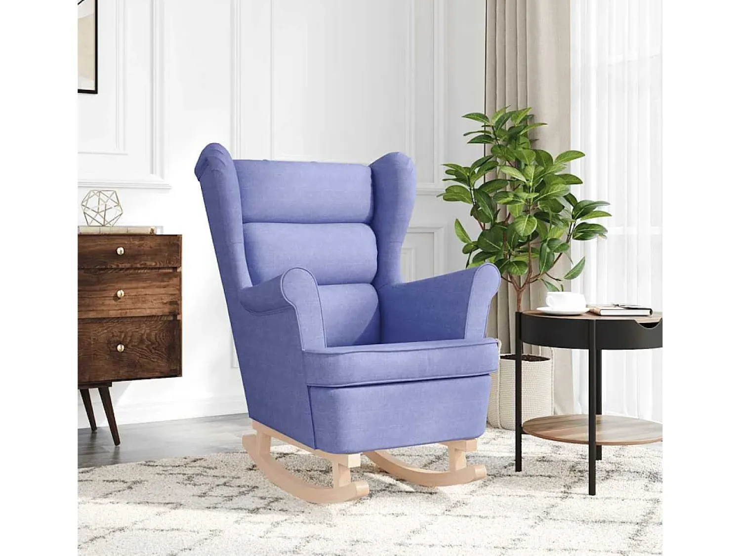 Sale Cadeira de baloiço | Poltrona | Cadeira Relax 74x90x102 cm tecido ganga SHL148737 Azul