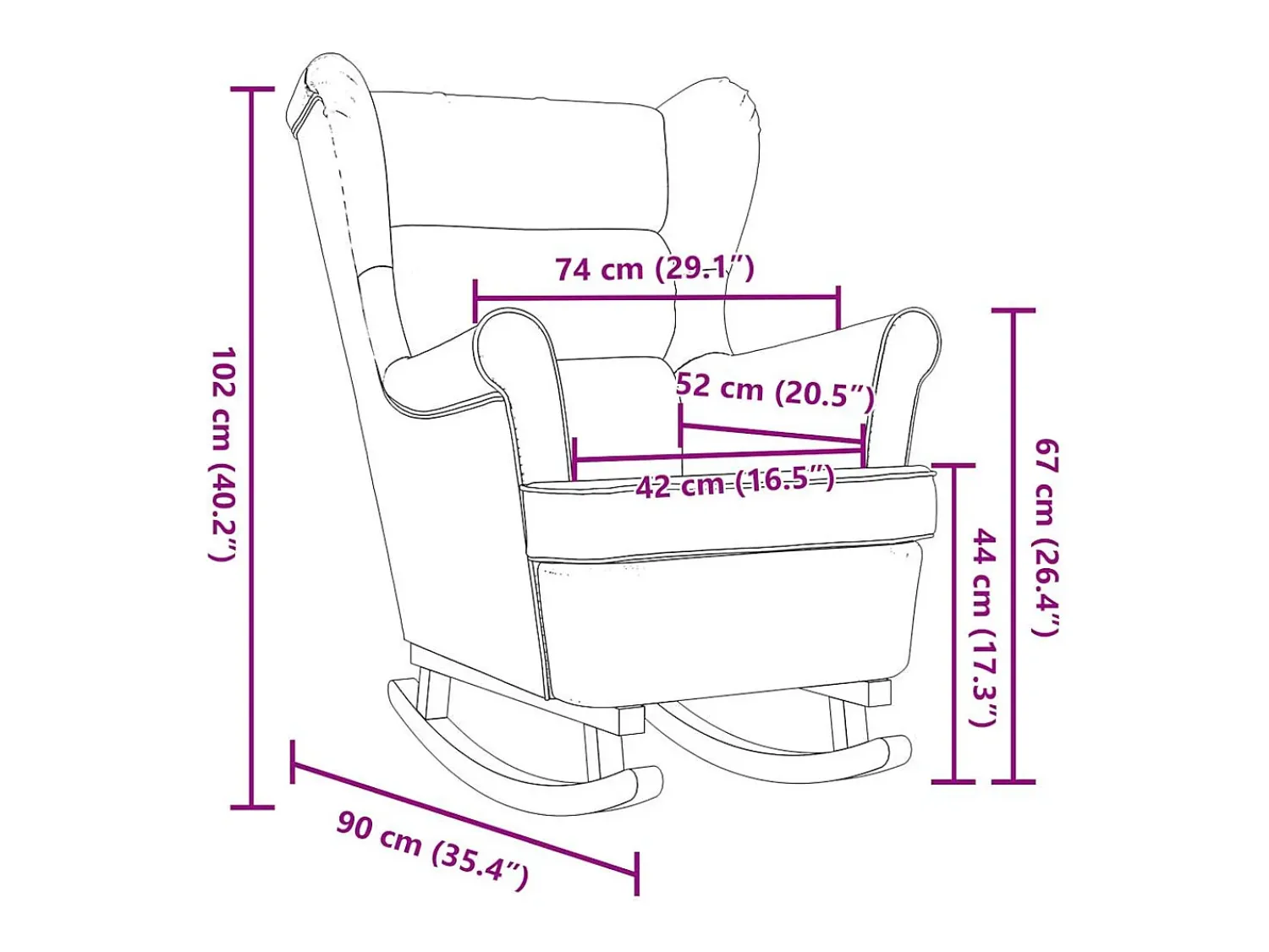 Cadeira de baloiço | Poltrona | Cadeira Relax 74x90x102 cm tecido cinzento-escuro SHL318524^ Poltrona