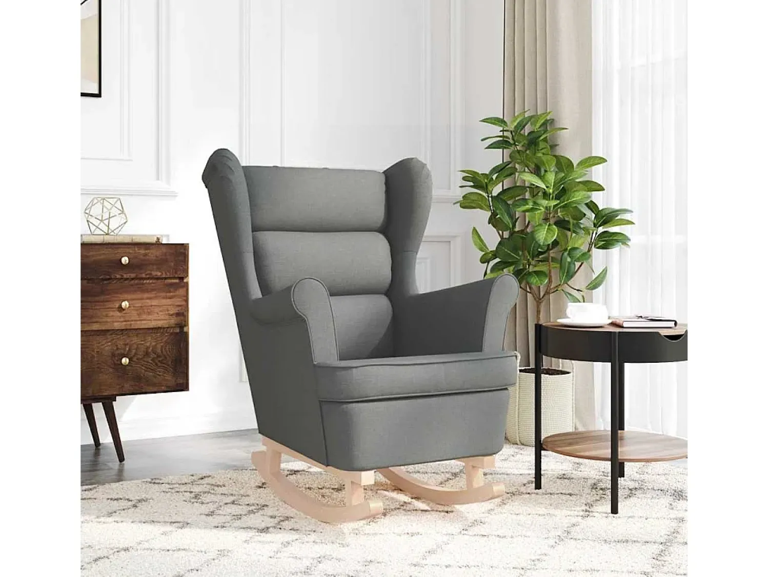 Cadeira de baloiço | Poltrona | Cadeira Relax 74x90x102 cm tecido cinzento-escuro SHL318524^ Poltrona