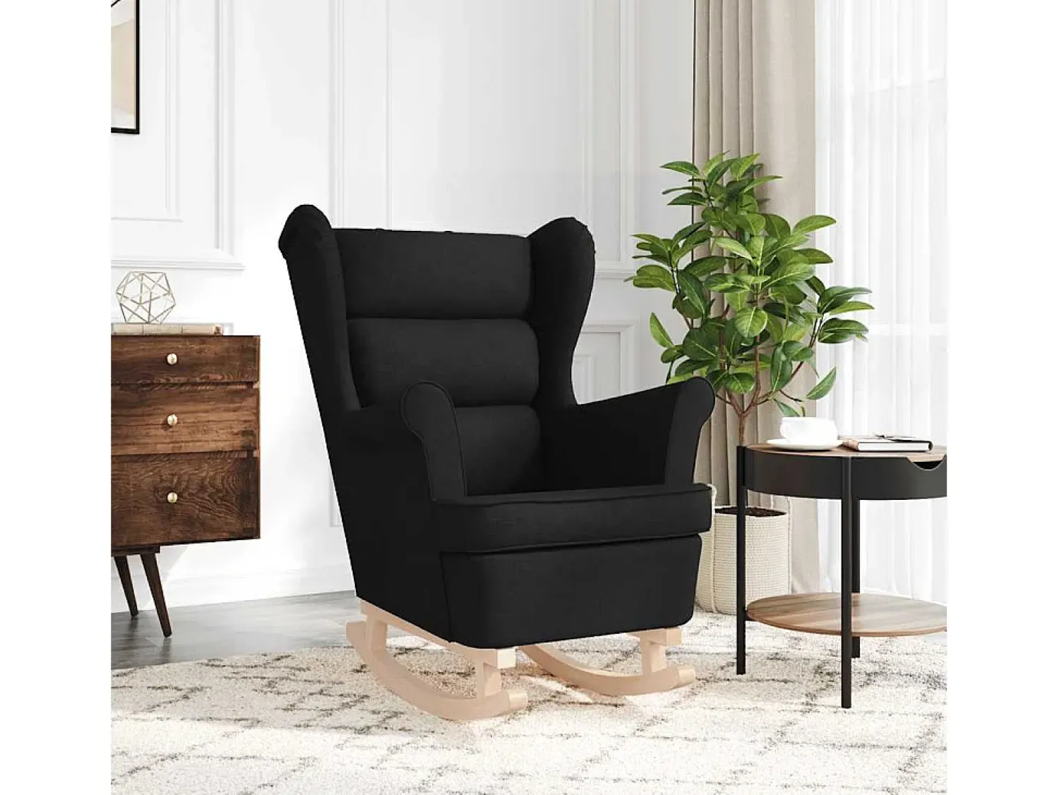 Poltrona| Cadeira de baloiço | Poltrona | Cadeira Relax 74x90x102 cm tecido SHL335506 Preto