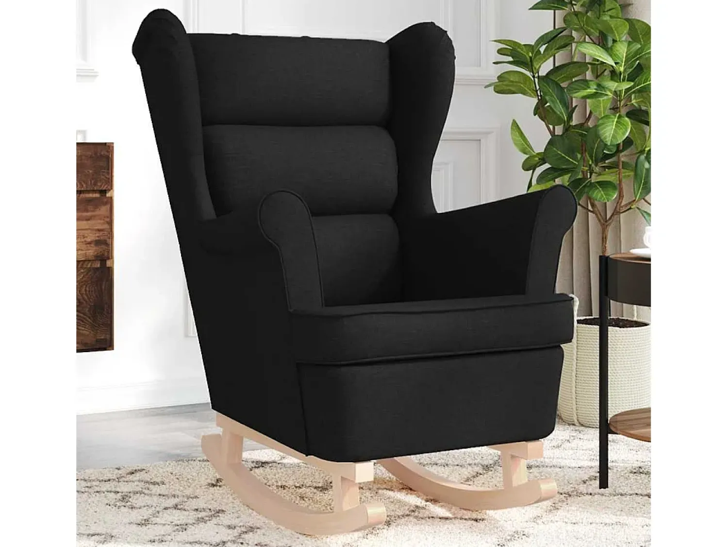 Poltrona| Cadeira de baloiço | Poltrona | Cadeira Relax 74x90x102 cm tecido SHL335506 Preto