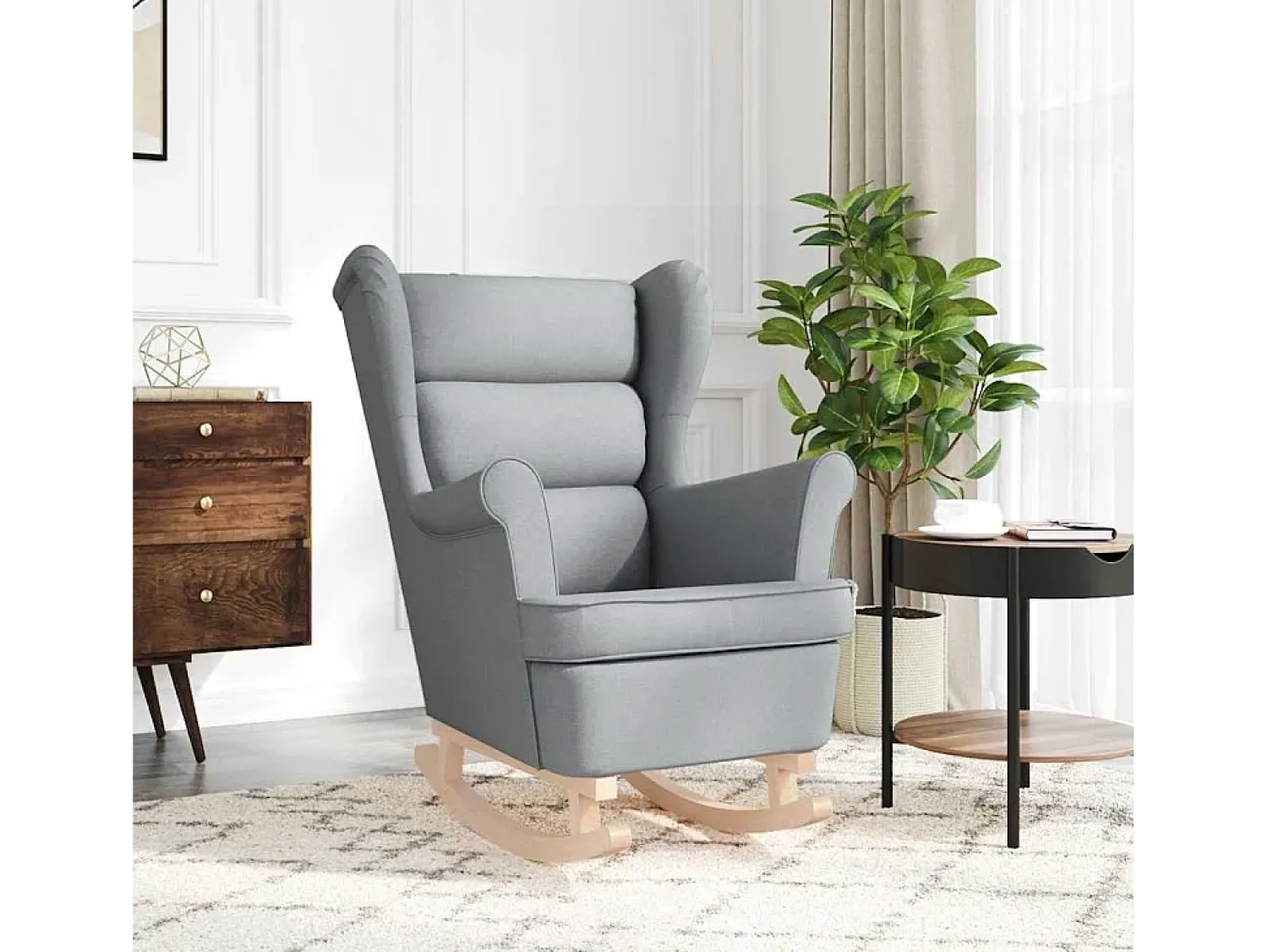 Poltrona| Cadeira de baloiço | Poltrona | Cadeira Relax 74x90x102 cm tecido -claro SHL887239 Cinzento