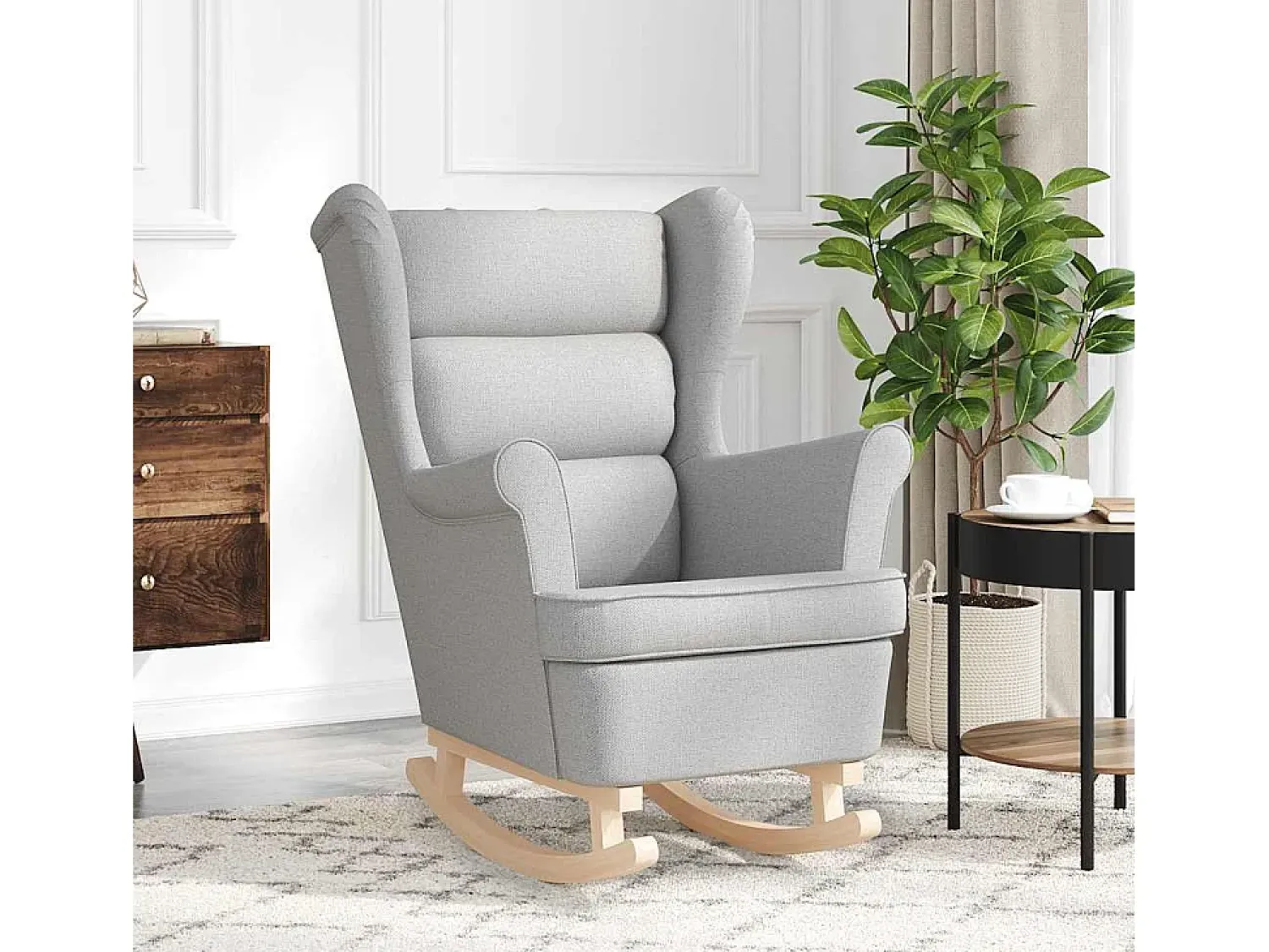 Poltrona* Cadeira de baloiço | Poltrona | Cadeira Relax 74x90x102 cm tecido -nublado SHL203663 Cinzento