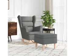 Poltrona| Cadeira de baloiço | Poltrona | Cadeira Relax com banco p/ pés tecido cinzento-escuro SHL734126 Cinza antracite