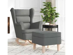 Poltrona| Cadeira de baloiço | Poltrona | Cadeira Relax com banco p/ pés tecido cinzento-escuro SHL734126 Cinza antracite