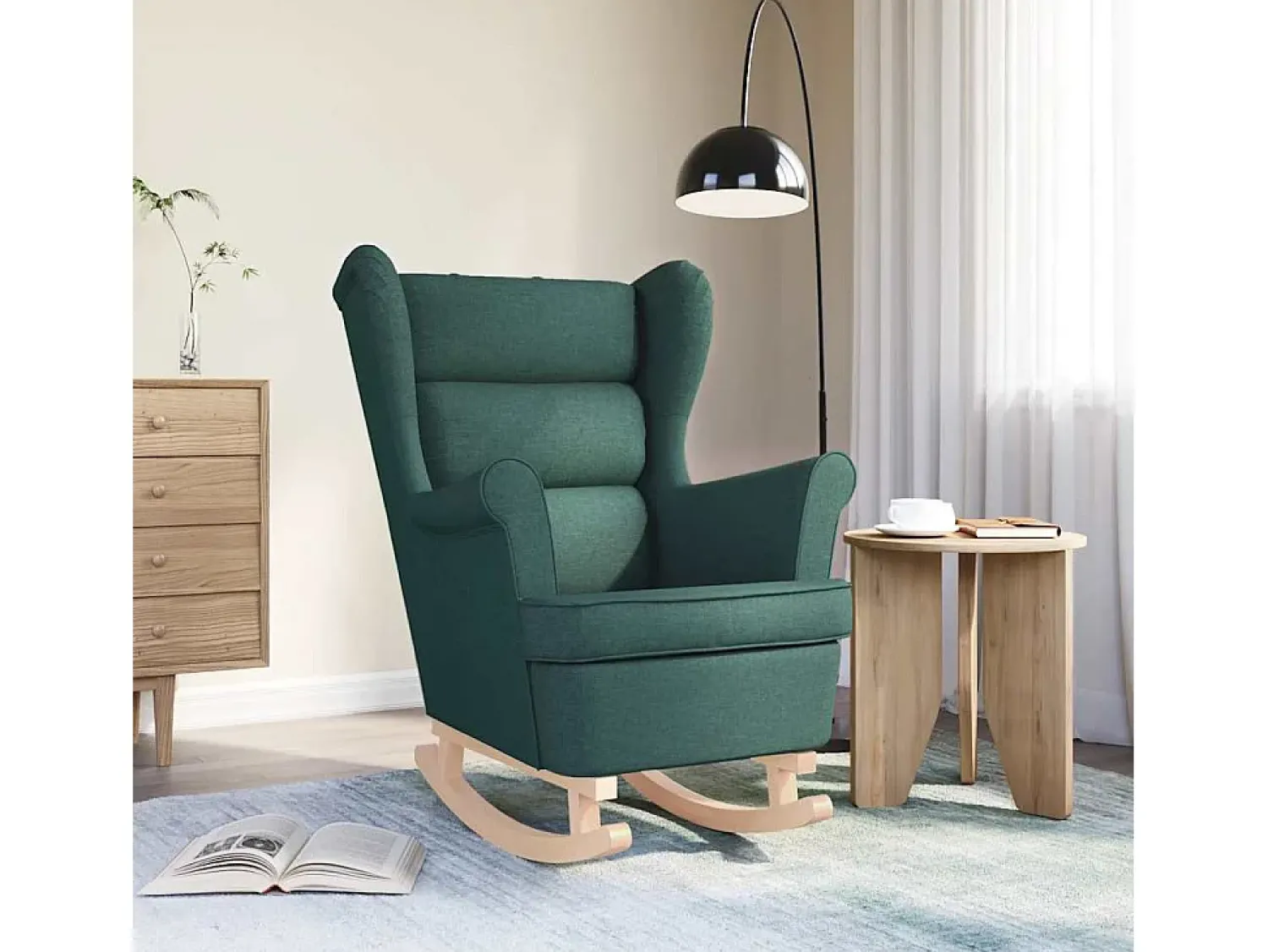 Outlet Cadeira de baloiço | Poltrona | Cadeira Relax 74x90x102 cm tecido verde-escuro SHL448210 Verde pinho