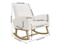 Poltrona* Cadeira de baloiço, cadeira de relaxamento, cadeira de estar, braços, com bolsos e pernas em madeira, Teddy em veludo, carga máxima: 150 kg Bege