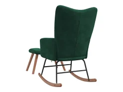 Poltrona|vidaxl Cadeira de baloiço com banco veludo -escuro Verde