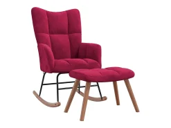 Poltrona|vidaxl Cadeira de baloiço com banco veludo tinto Vermelho