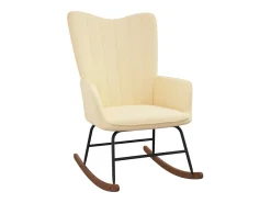 Poltrona* Cadeira de baloiço com banco veludo nata PT572184 Branco