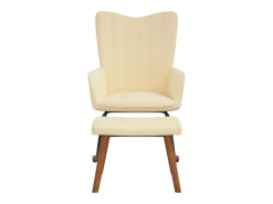 Poltrona* Cadeira de baloiço com banco veludo nata PT572184 Branco