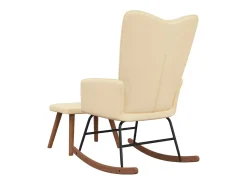 Poltrona* Cadeira de baloiço com banco veludo nata PT572184 Branco