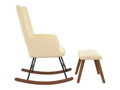 Poltrona* Cadeira de baloiço com banco veludo nata PT572184 Branco