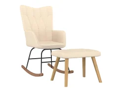 Poltrona* Cadeira de baloiço com banco tecido cor PT658542 Creme