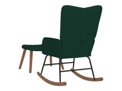 Poltrona*vidaxl Cadeira de baloiço com banco veludo -escuro Verde