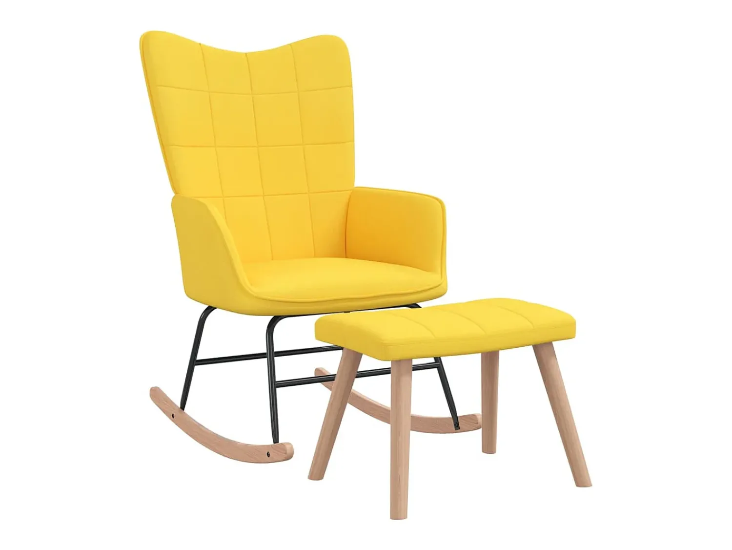 Poltrona* Cadeira de baloiço com banco tecido mostarda PT995479 Amarelo