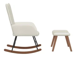 Best vidaxl Cadeira de baloiço com banco veludo nata Branco