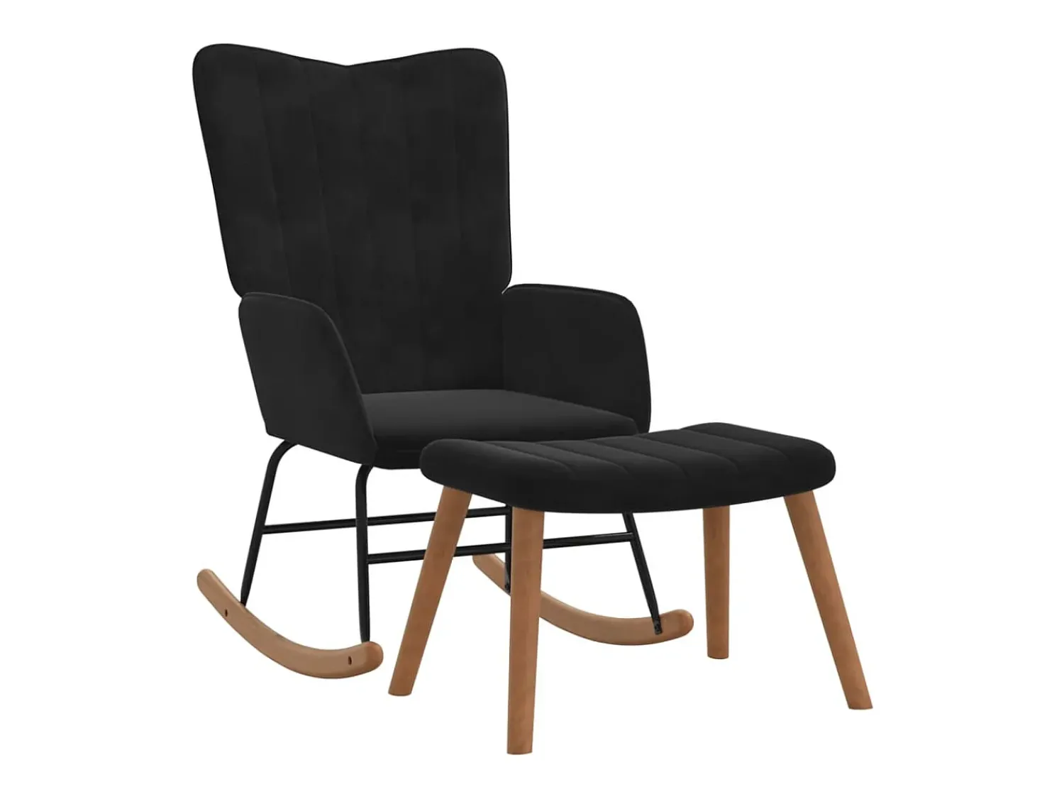 Poltrona* Cadeira de baloiço com banco veludo PT441873 Preto