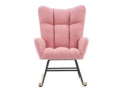 Discount Hauss Spole Cadeira de baloiço com encosto alto e apoios de braços - Cadeira de baloiço em tecido Teddy Rosa