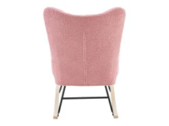 Discount Hauss Spole Cadeira de baloiço com encosto alto e apoios de braços - Cadeira de baloiço em tecido Teddy Rosa