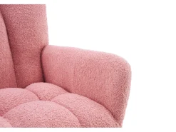 Discount Hauss Spole Cadeira de baloiço com encosto alto e apoios de braços - Cadeira de baloiço em tecido Teddy Rosa