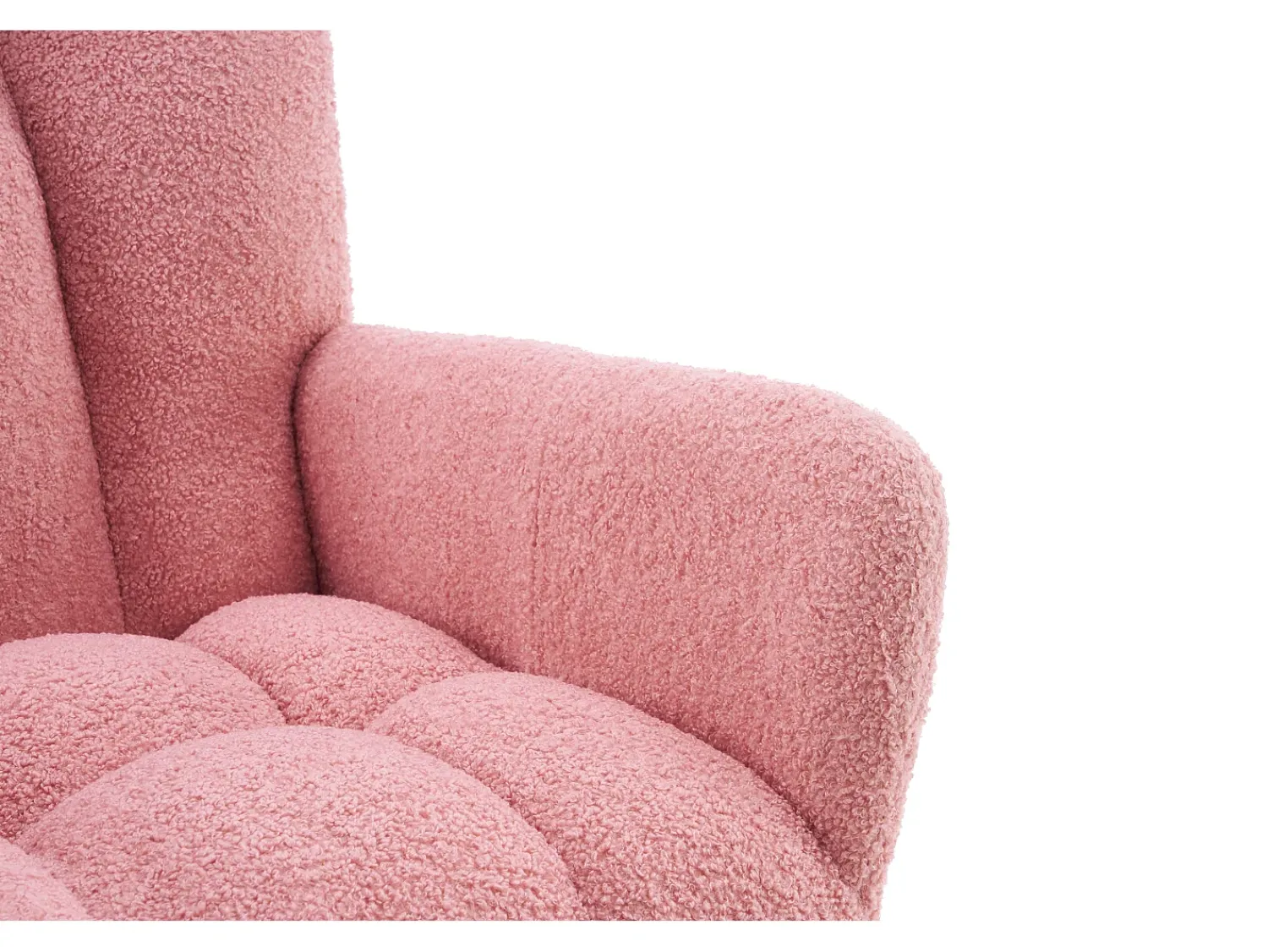 Discount Hauss Spole Cadeira de baloiço com encosto alto e apoios de braços - Cadeira de baloiço em tecido Teddy Rosa