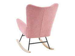 Discount Hauss Spole Cadeira de baloiço com encosto alto e apoios de braços - Cadeira de baloiço em tecido Teddy Rosa