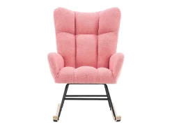 Discount Hauss Spole Cadeira de baloiço com encosto alto e apoios de braços - Cadeira de baloiço em tecido Teddy Rosa