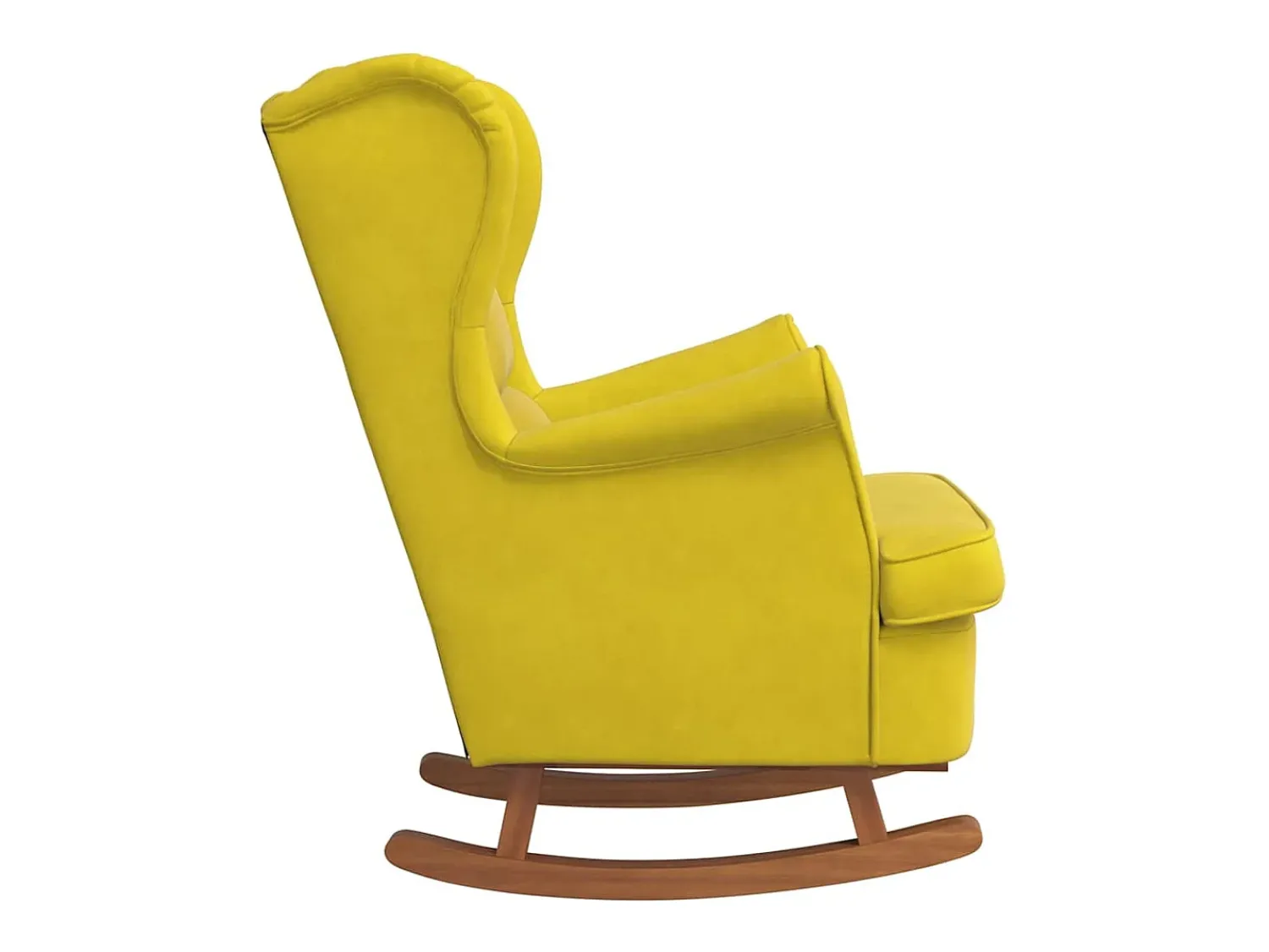 Poltrona*vidaxl Cadeira de Baloiço com Encosto de Asa em Veludo Madeira Maciça Amarelo