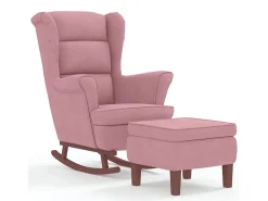 Clearance vidaxl Cadeira de Baloiço com Encosto de Asa em Veludo Madeira Maciça Rosa
