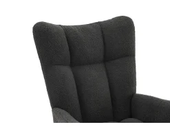 Poltrona*Hauss Spole Cadeira de baloiço com encosto alto e apoios de braços - Cadeira de baloiço em tecido Teddy Cinzento