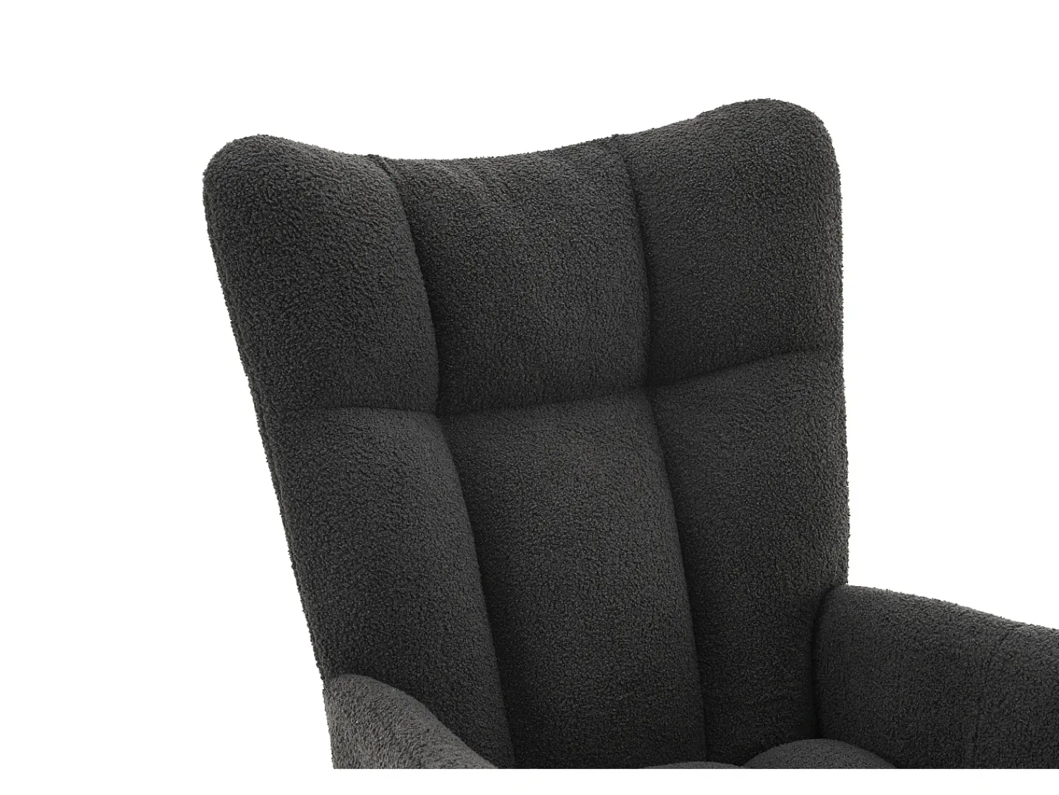 Poltrona*Hauss Spole Cadeira de baloiço com encosto alto e apoios de braços - Cadeira de baloiço em tecido Teddy Cinzento