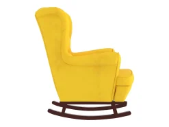 Poltrona|vidaxl Cadeira de Baloiço com Encosto de Asa em Veludo Madeira Maciça Amarelo
