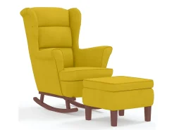 Poltrona|vidaxl Cadeira de Baloiço com Encosto de Asa em Veludo Madeira Maciça Amarelo
