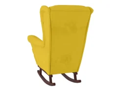 Poltrona|vidaxl Cadeira de Baloiço com Encosto de Asa em Veludo Madeira Maciça Amarelo