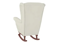 New vidaxl Cadeira de Baloiço com Encosto de Asa em Veludo Madeira Maciça Creme