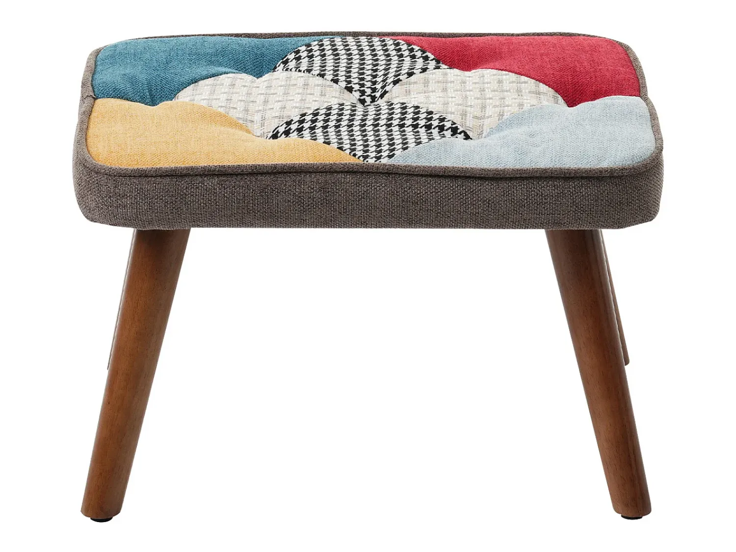 Poltrona*Hauss Spole Cadeira de baloiço com patchwork multicolorido e apoio para os pés 69,5 x 50 x 88,5 cm Castanho