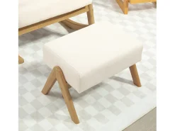 Hot Hauss Spole Cadeira de baloiço creme com apoio para os pés, estrutura em madeira 96x65x94,5cm Branco