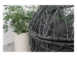Poltrona|Concept-Usine Cadeira de baloiço em resina preta com efeito de vime JANE com almofada confortável para interior e exterior Preto