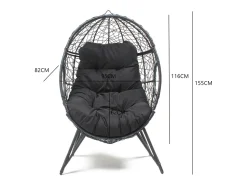 Poltrona|Concept-Usine Cadeira de baloiço em resina preta com efeito de vime JANE com almofada confortável para interior e exterior Preto