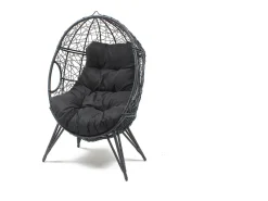 Poltrona|Concept-Usine Cadeira de baloiço em resina preta com efeito de vime JANE com almofada confortável para interior e exterior Preto