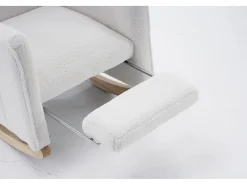 Hauss Spole Cadeira de baloiço em tecido Teddy - Cadeira de baloiço com apoio para os pés^ Poltrona