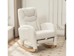 Hauss Spole Cadeira de baloiço em tecido Teddy - Cadeira de baloiço com apoio para os pés^ Poltrona