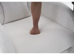 Hauss Spole Cadeira de baloiço em tecido Teddy - Cadeira de baloiço com apoio para os pés^ Poltrona