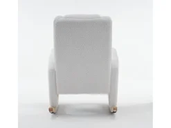 Hauss Spole Cadeira de baloiço em tecido Teddy - Cadeira de baloiço com apoio para os pés^ Poltrona