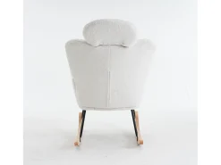 Poltrona*Hauss Spole Cadeira de baloiço em tecido Teddy com apoio de cabeça, estrutura em metal preto 102x70x107cm Branco