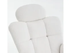 Poltrona*Hauss Spole Cadeira de baloiço em tecido Teddy com apoio de cabeça, estrutura em metal preto 102x70x107cm Branco