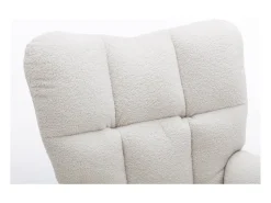 Discount Hauss Spole Cadeira de baloiço em tecido Teddy , estrutura em metal preto, base em madeira 89x70x95cm Branco
